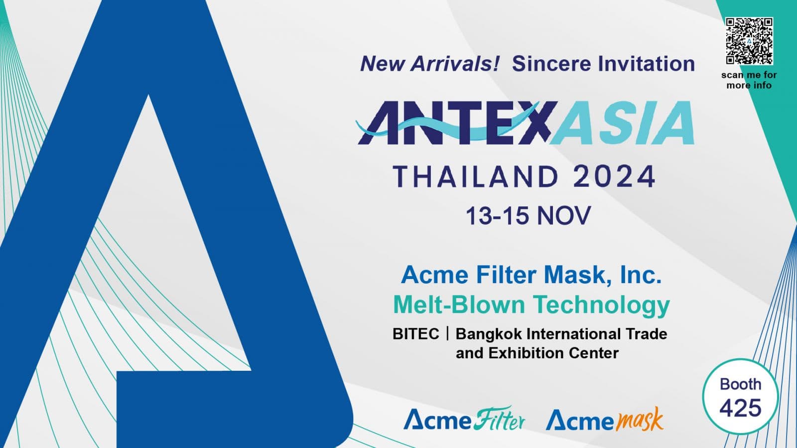 2024/11/13-15 New Arrivals! Asia Nonwovens Technology Expo – Booth 425